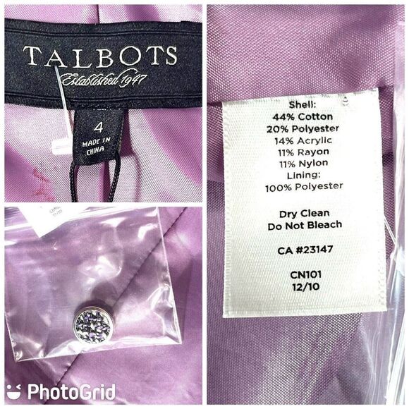 Talbots Womens Purple Tweed Moto Blazer Jacket Size 4 The Kate Zip NWT - Picture 5 of 12